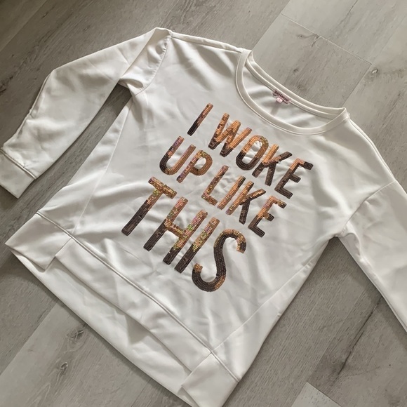 Juicy Couture I Woke Up Like This Sequin Sweatshirt L Embellished Graphic Scuba - Picture 8 of 8